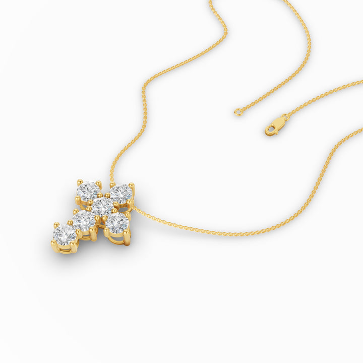 Dainty Round Diamond Cross Necklace
