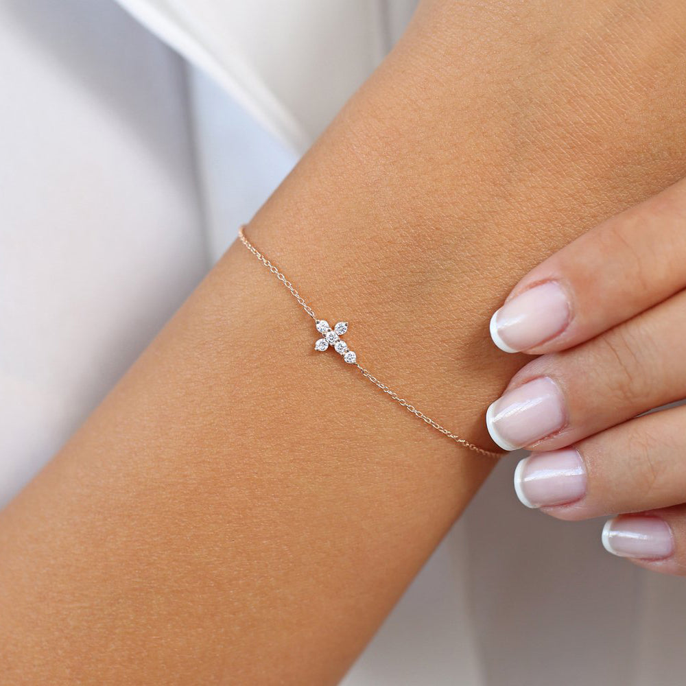 Dainty Diamond Cross Bracelet