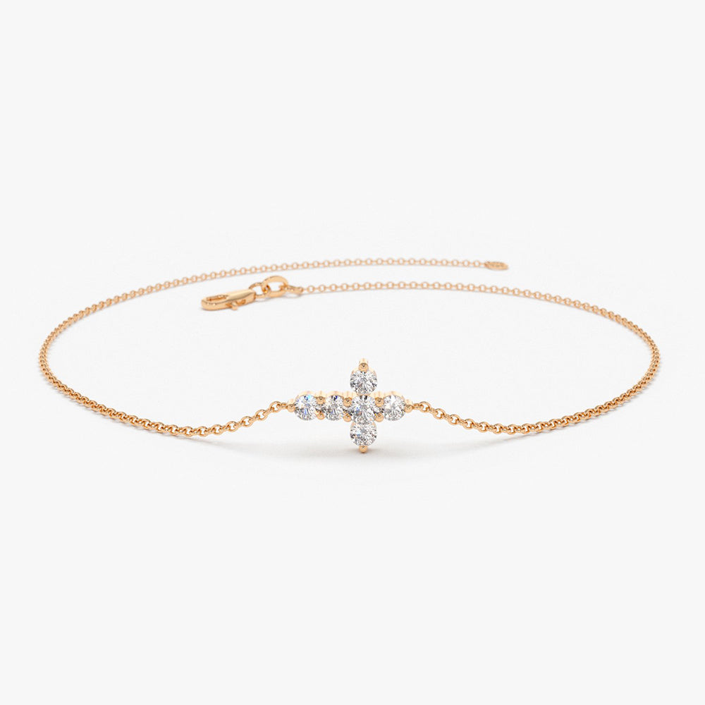 Dainty Diamond Cross Bracelet