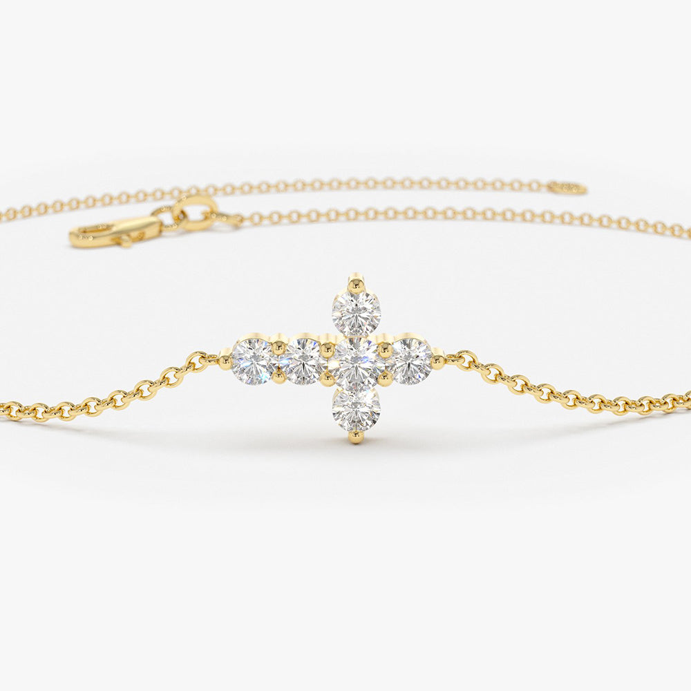 Dainty Diamond Cross Bracelet