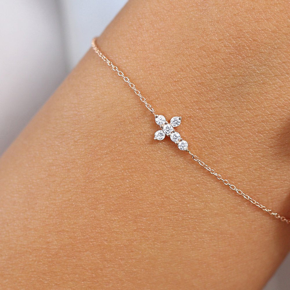 Dainty Diamond Cross Bracelet