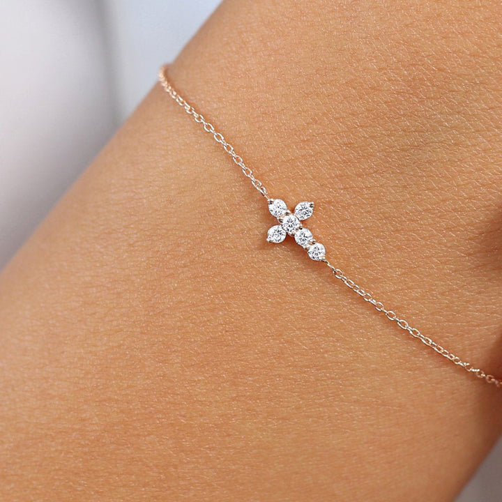 Dainty Diamond Cross Bracelet