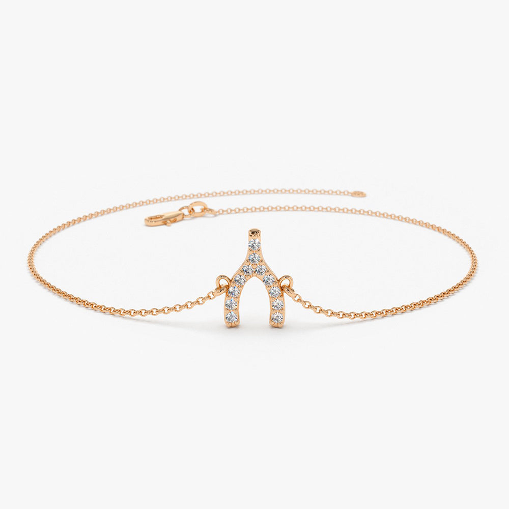 Dainty Diamond Pavé Wishbone Bracelet