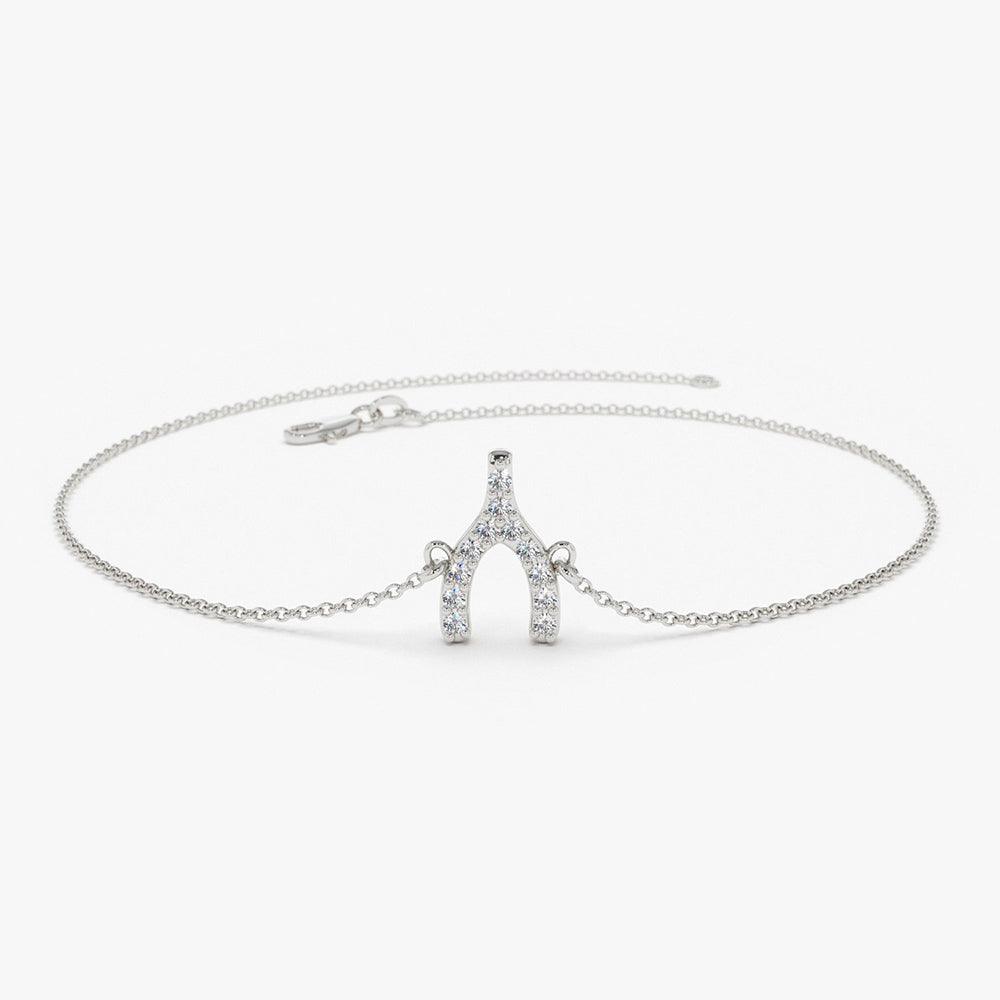 Dainty Diamond Pavé Wishbone Bracelet