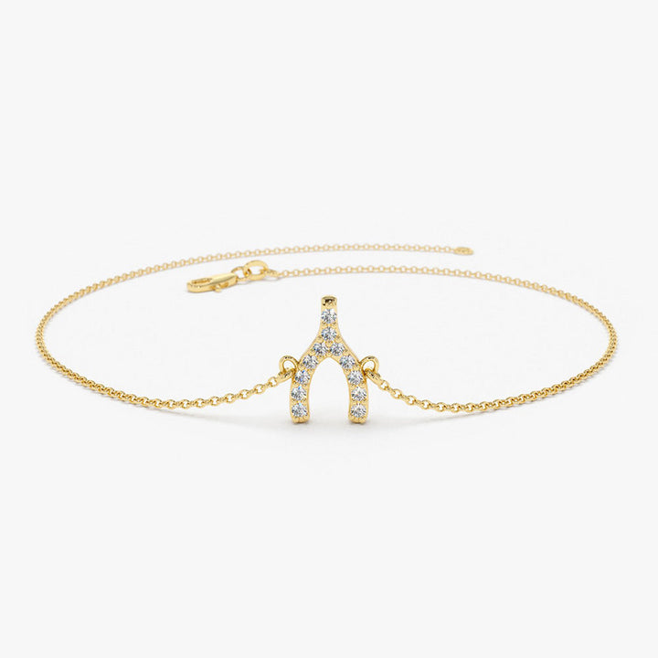Dainty Diamond Pavé Wishbone Bracelet