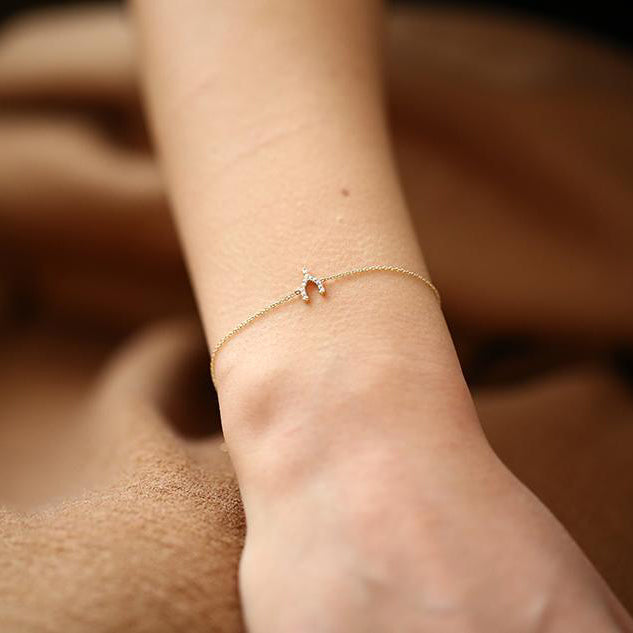 Dainty Diamond Pavé Wishbone Bracelet
