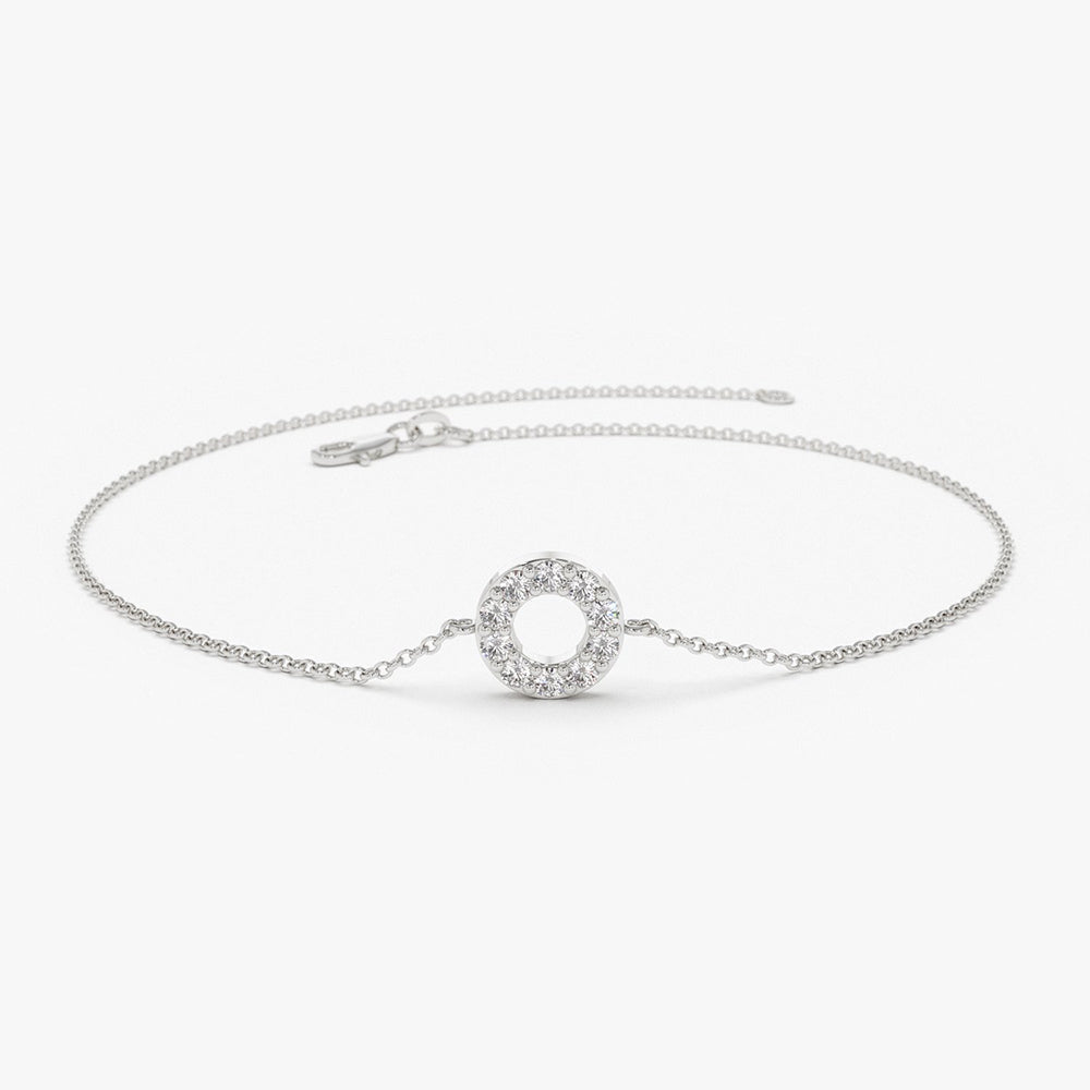 Dainty Diamond Round Disc Bracelet