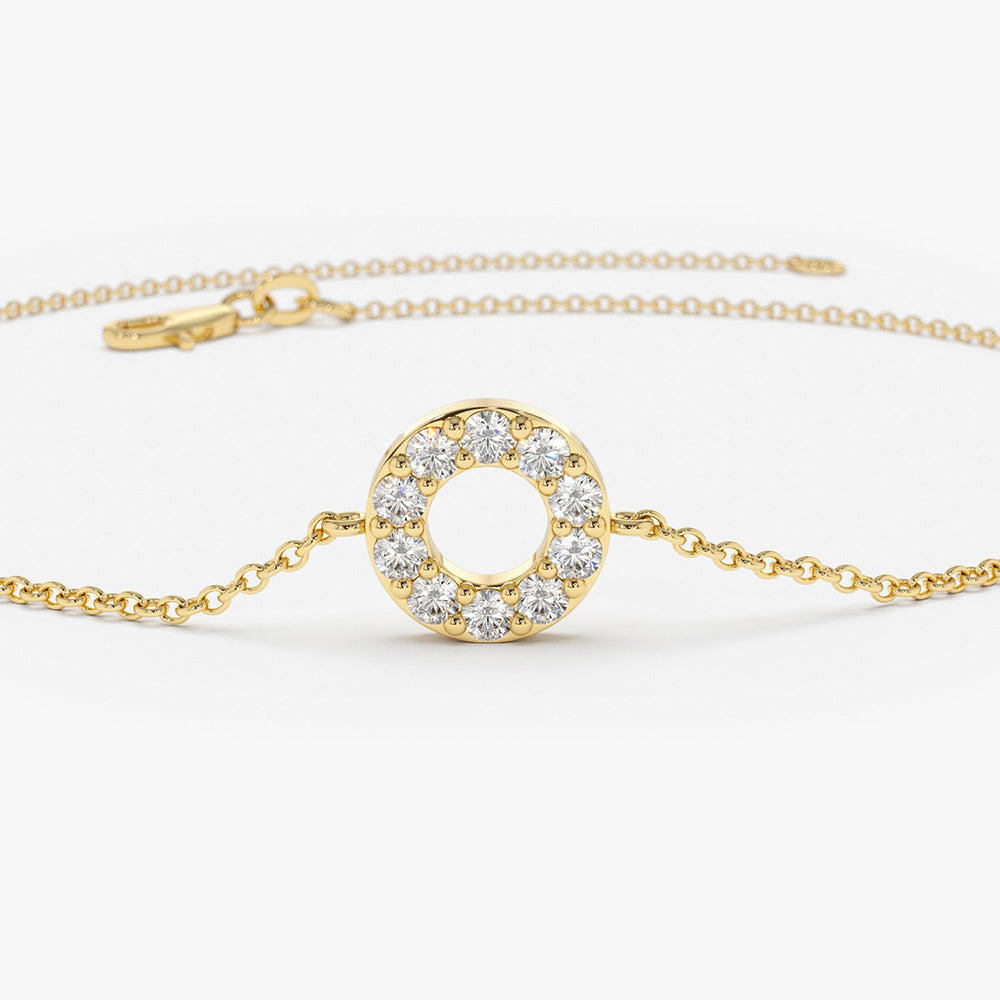 Dainty Diamond Round Disc Bracelet