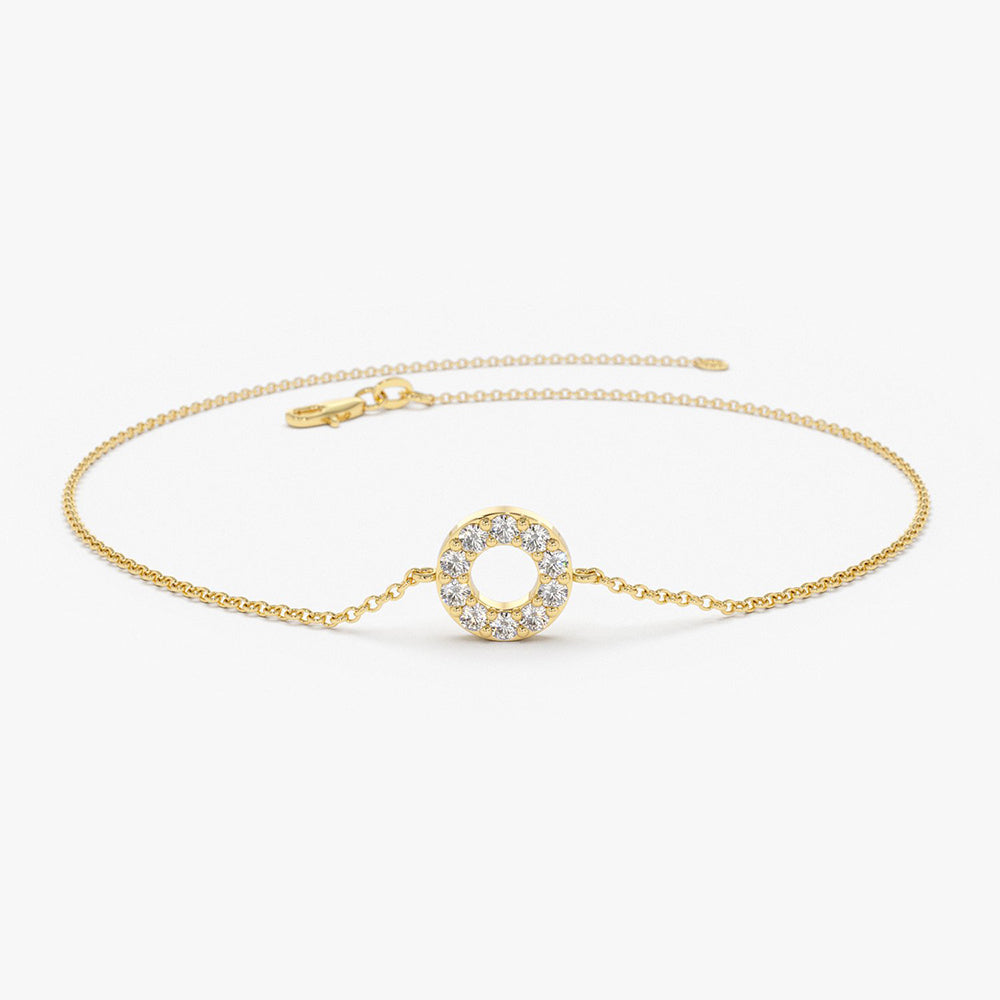 Dainty Diamond Round Disc Bracelet