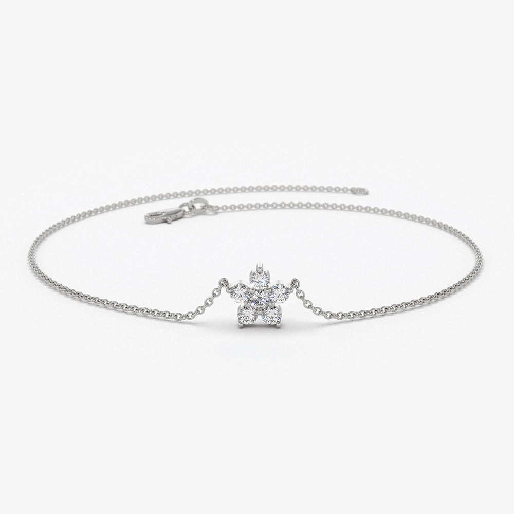 Dainty Flower Charm Diamond Bracelet