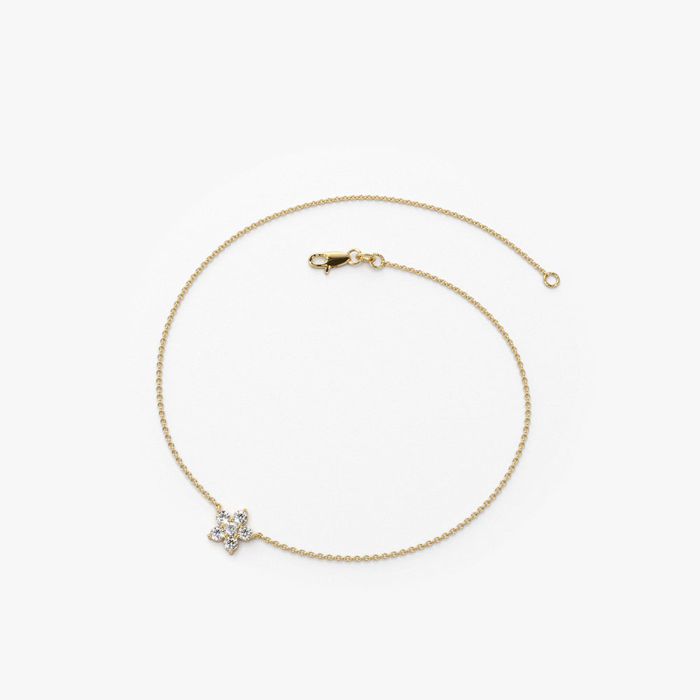 Dainty Flower Charm Diamond Bracelet