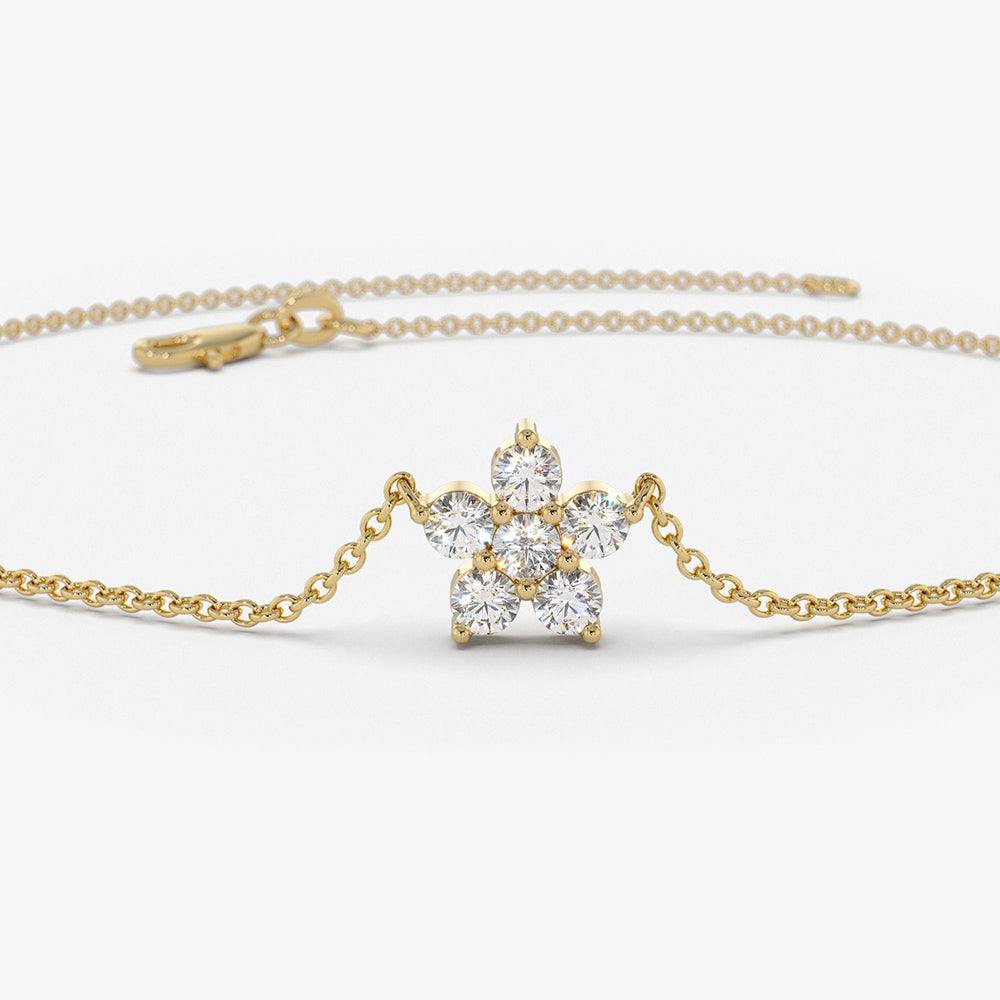 Dainty Flower Charm Diamond Bracelet