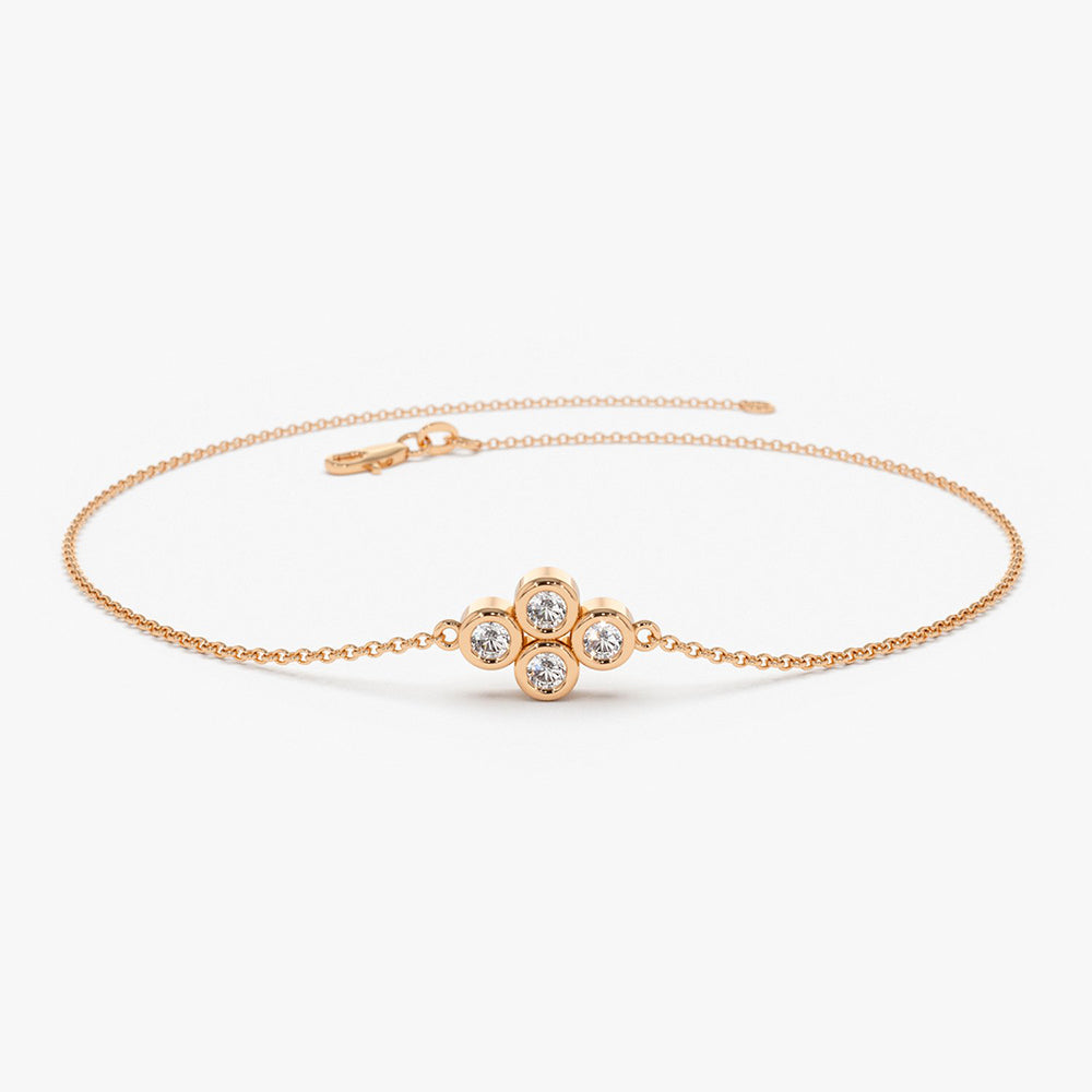 Dainty Four Diamond Bezel Set Bracelet