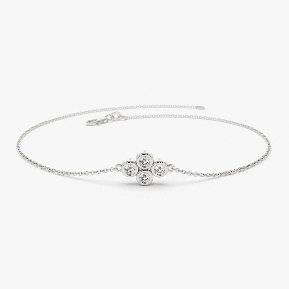 Dainty Four Diamond Bezel Set Bracelet