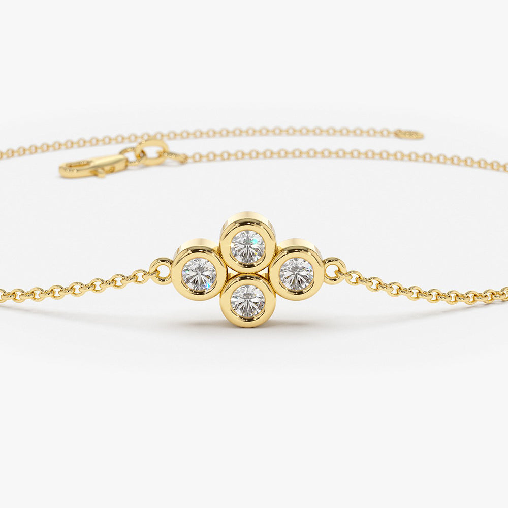 Dainty Four Diamond Bezel Set Bracelet