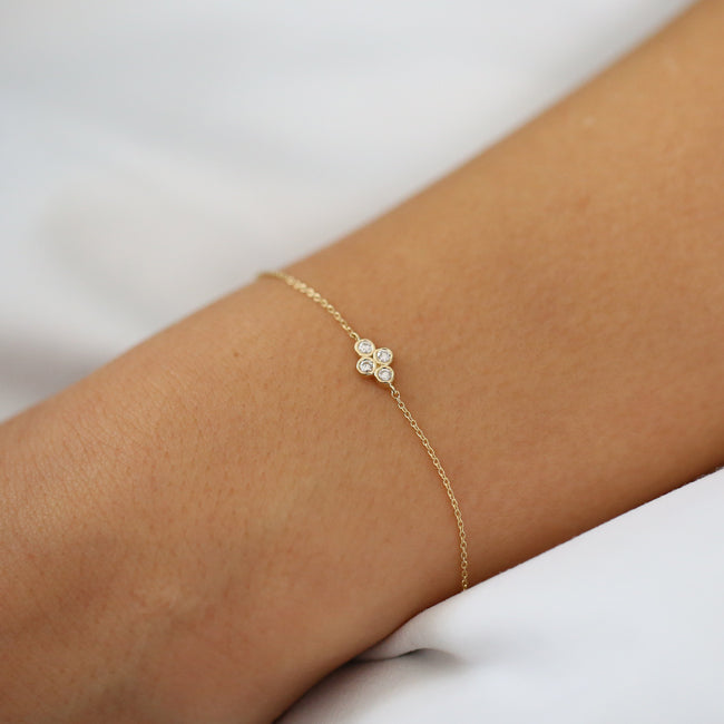 Dainty Four Diamond Bezel Set Bracelet