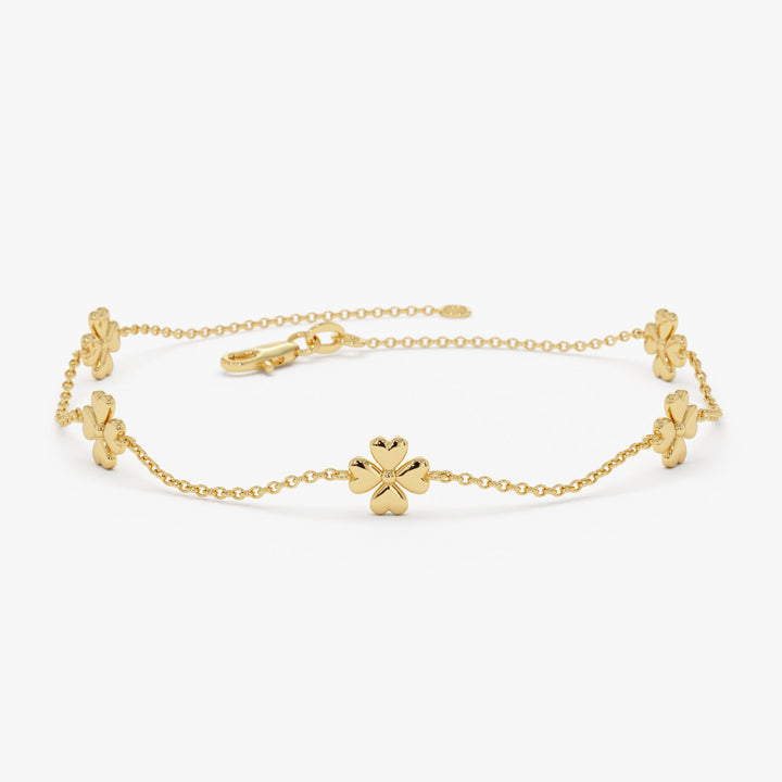 Dainty Gold Clover Bracelet