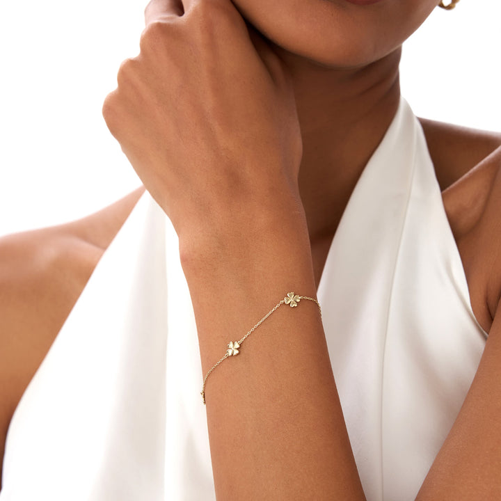 Dainty Gold Clover Bracelet