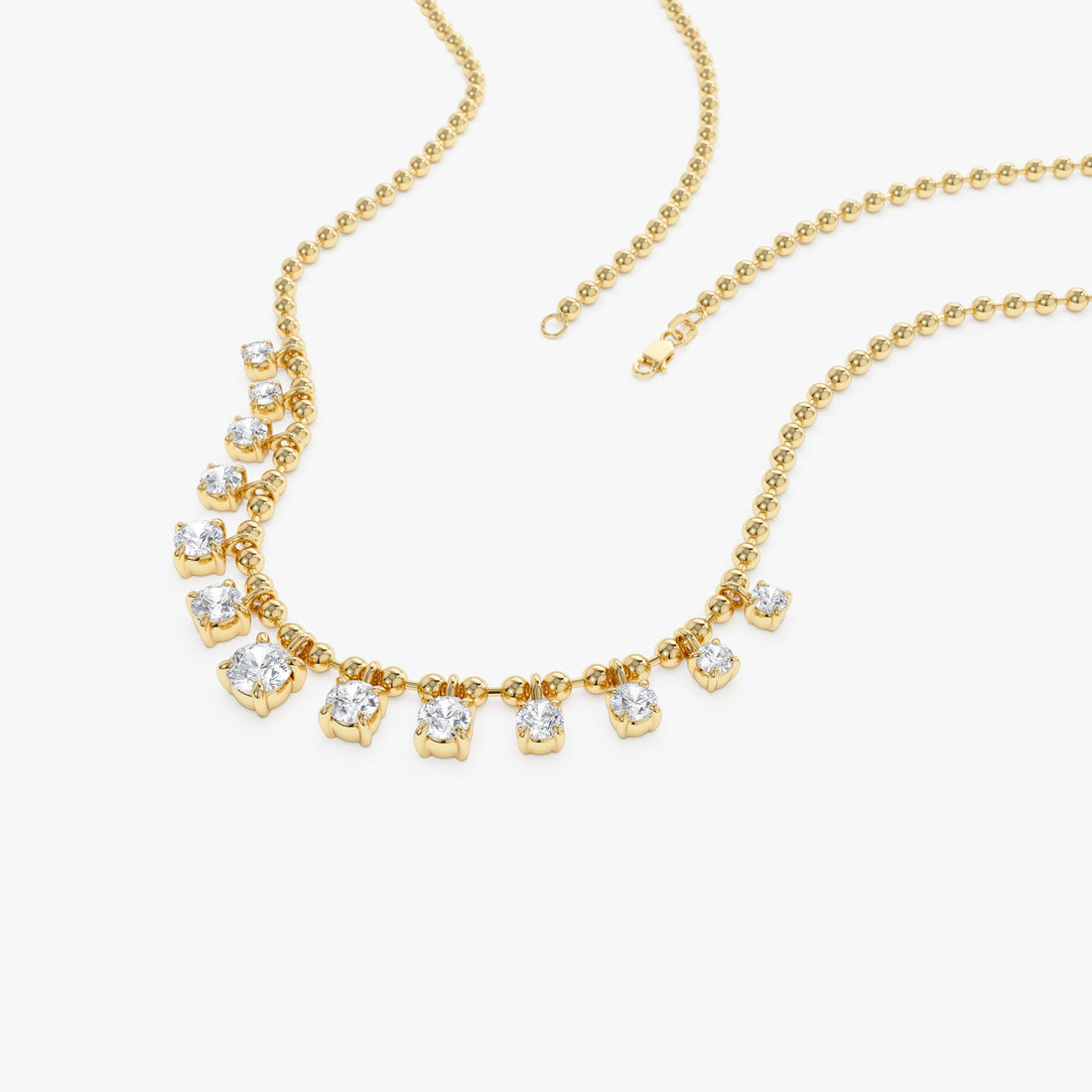 Dainty Gold Diamond Beaded Necklace