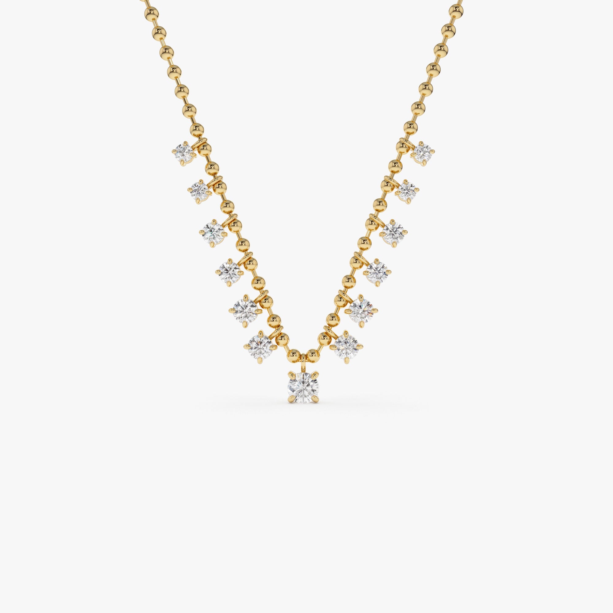 Dainty Gold Diamond Beaded Necklace