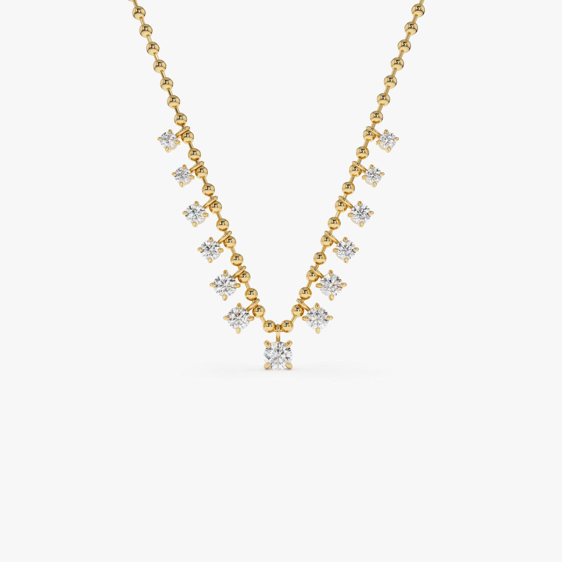 Dainty Gold Diamond Beaded Necklace