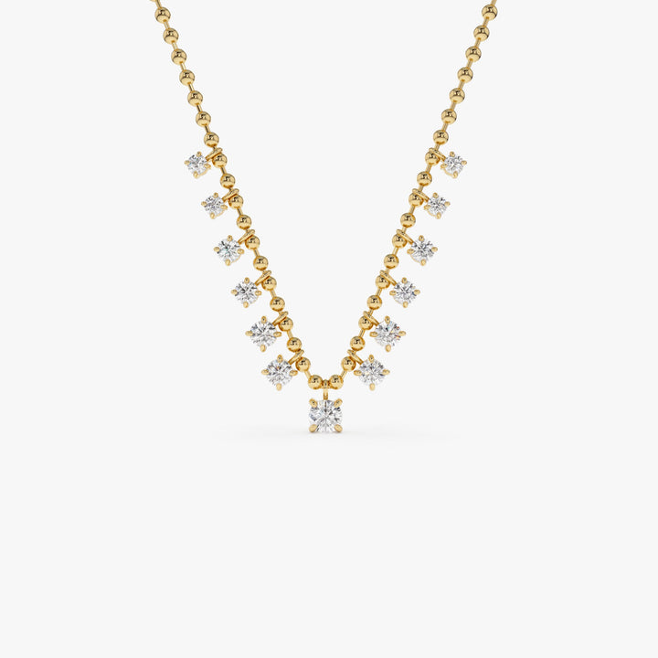 Dainty Gold Diamond Beaded Necklace