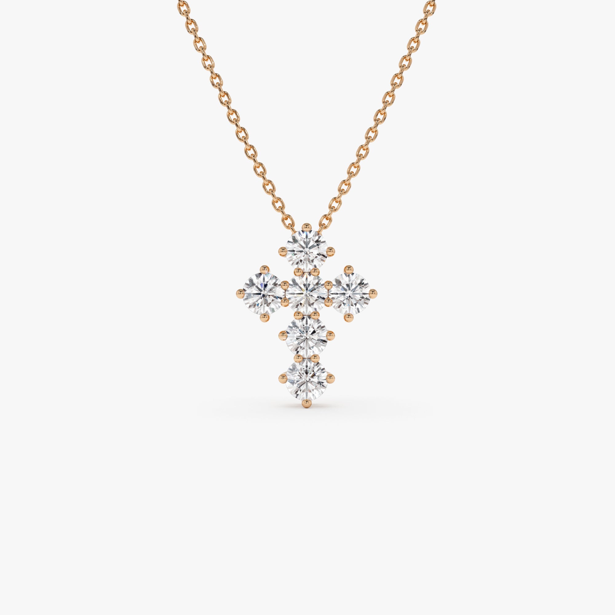 Dainty Round Diamond Cross Necklace