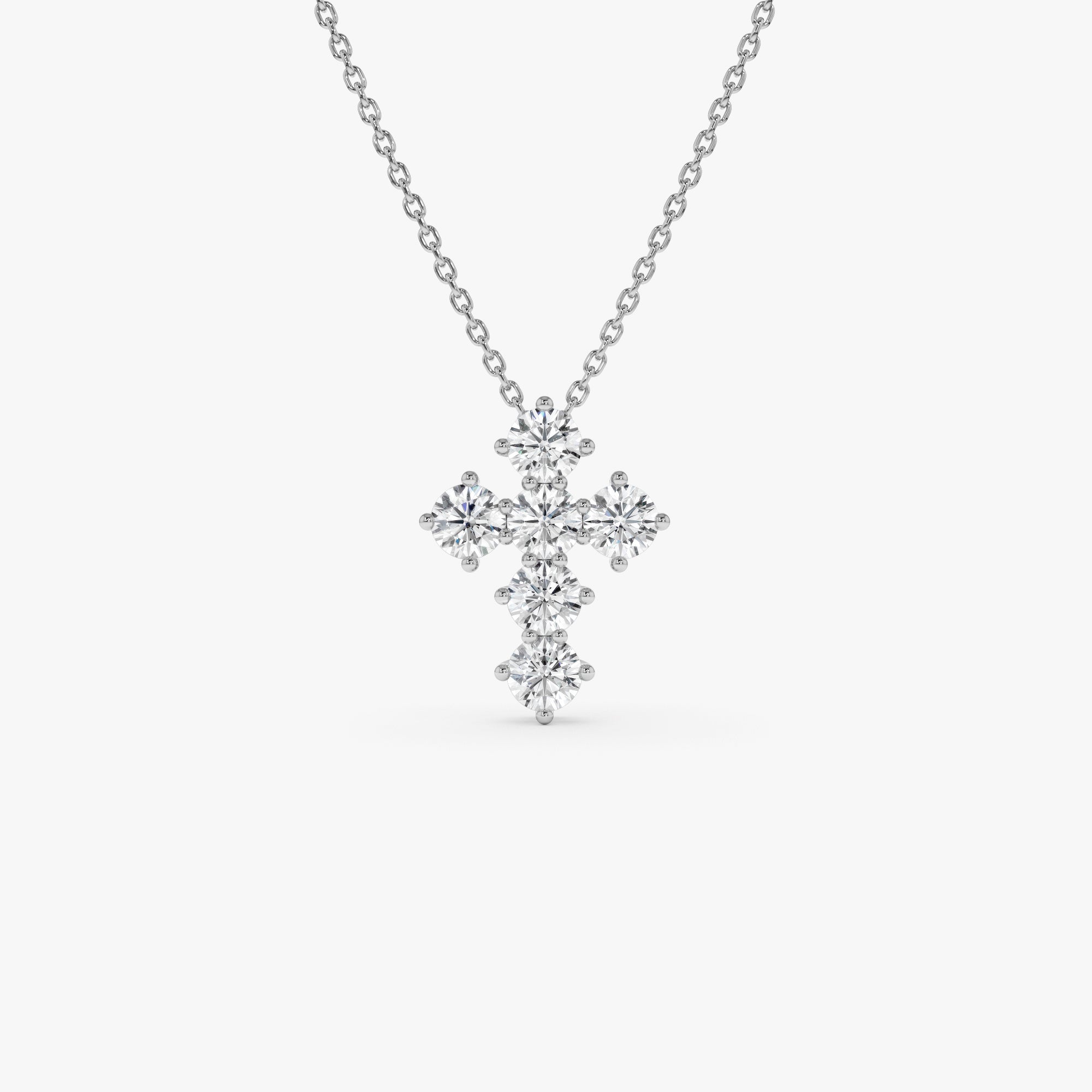Dainty Round Diamond Cross Necklace