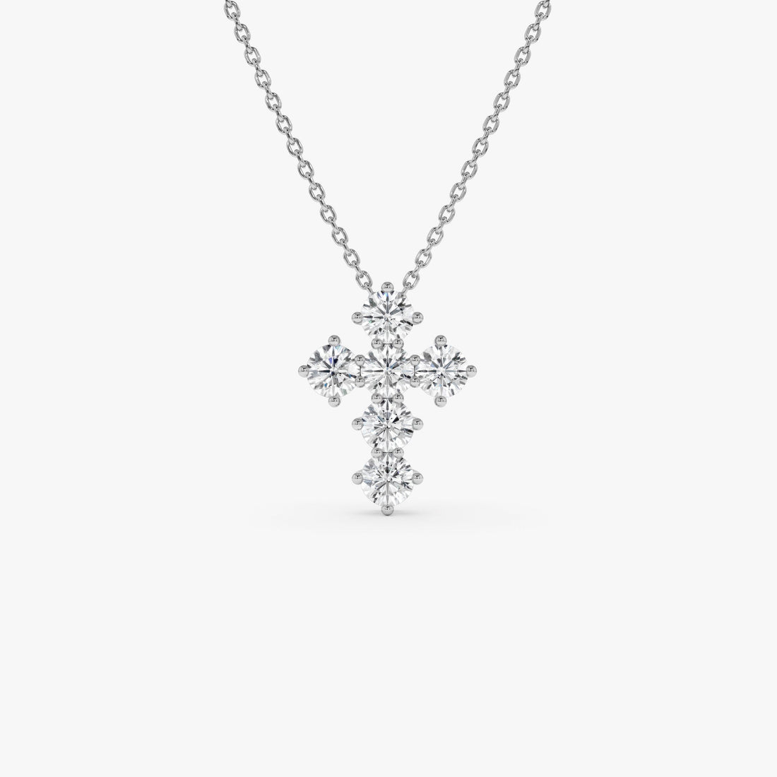 Dainty Round Diamond Cross Necklace