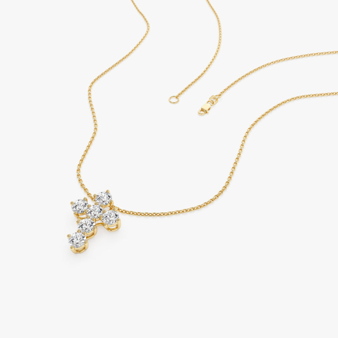 Dainty Round Diamond Cross Necklace
