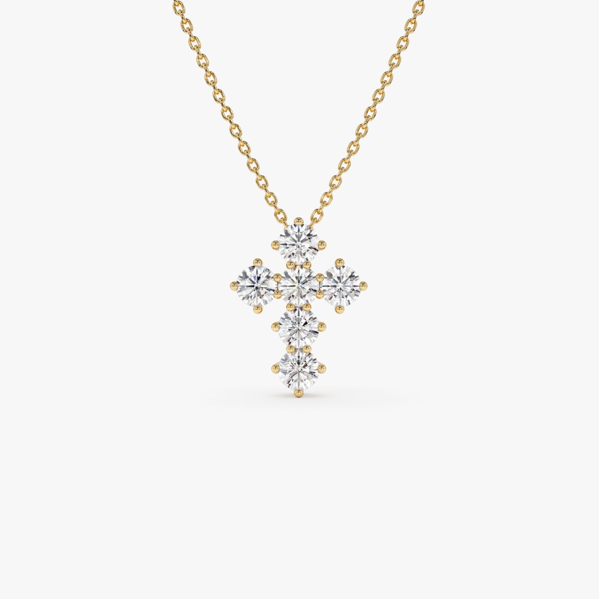 Dainty Round Diamond Cross Necklace