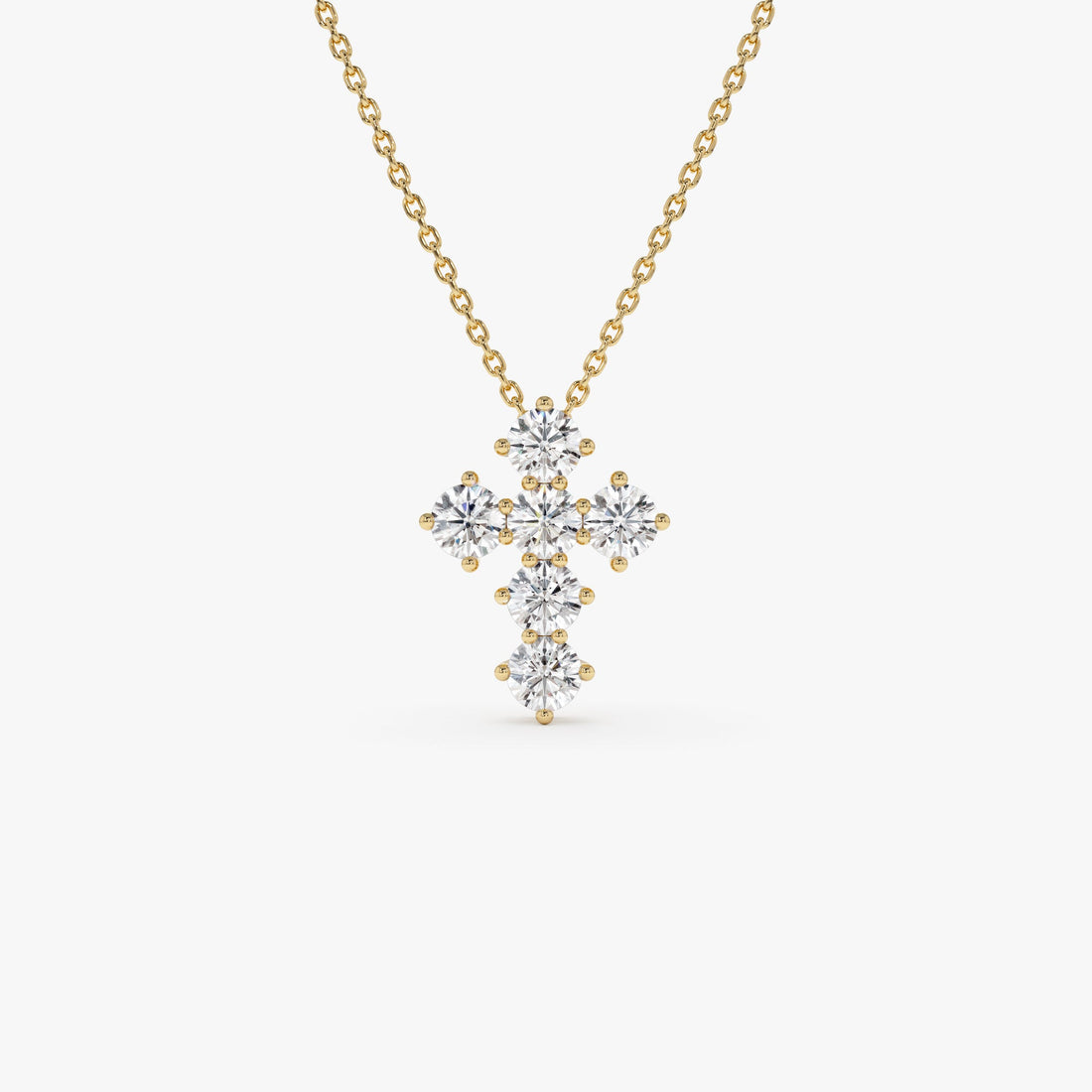 Dainty Round Diamond Cross Necklace