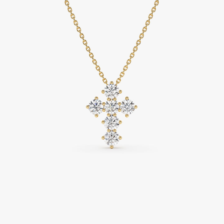Dainty Round Diamond Cross Necklace