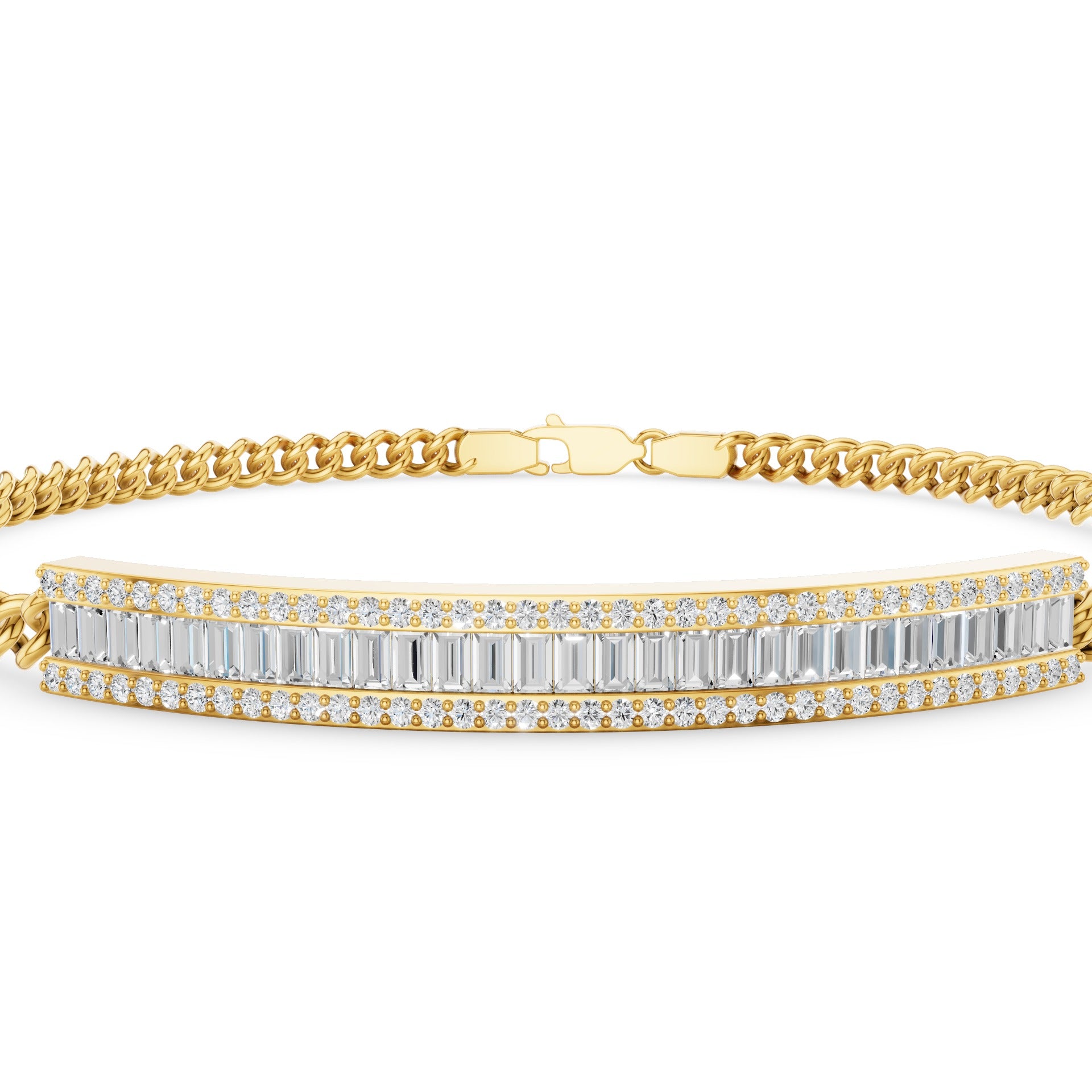 Diamond Bar Curb Link Chain Bracelet