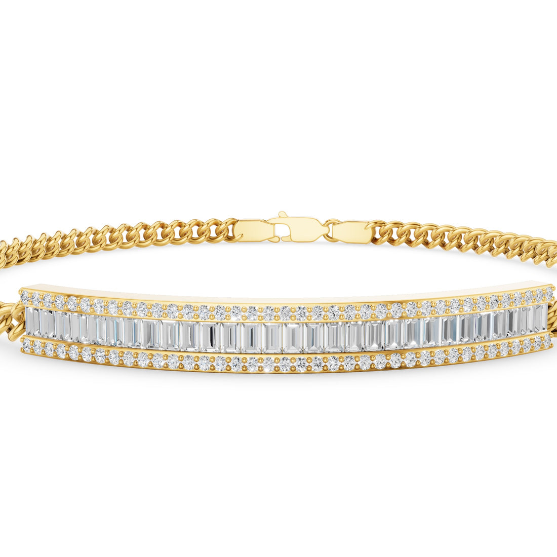 Diamond Bar Curb Link Chain Bracelet