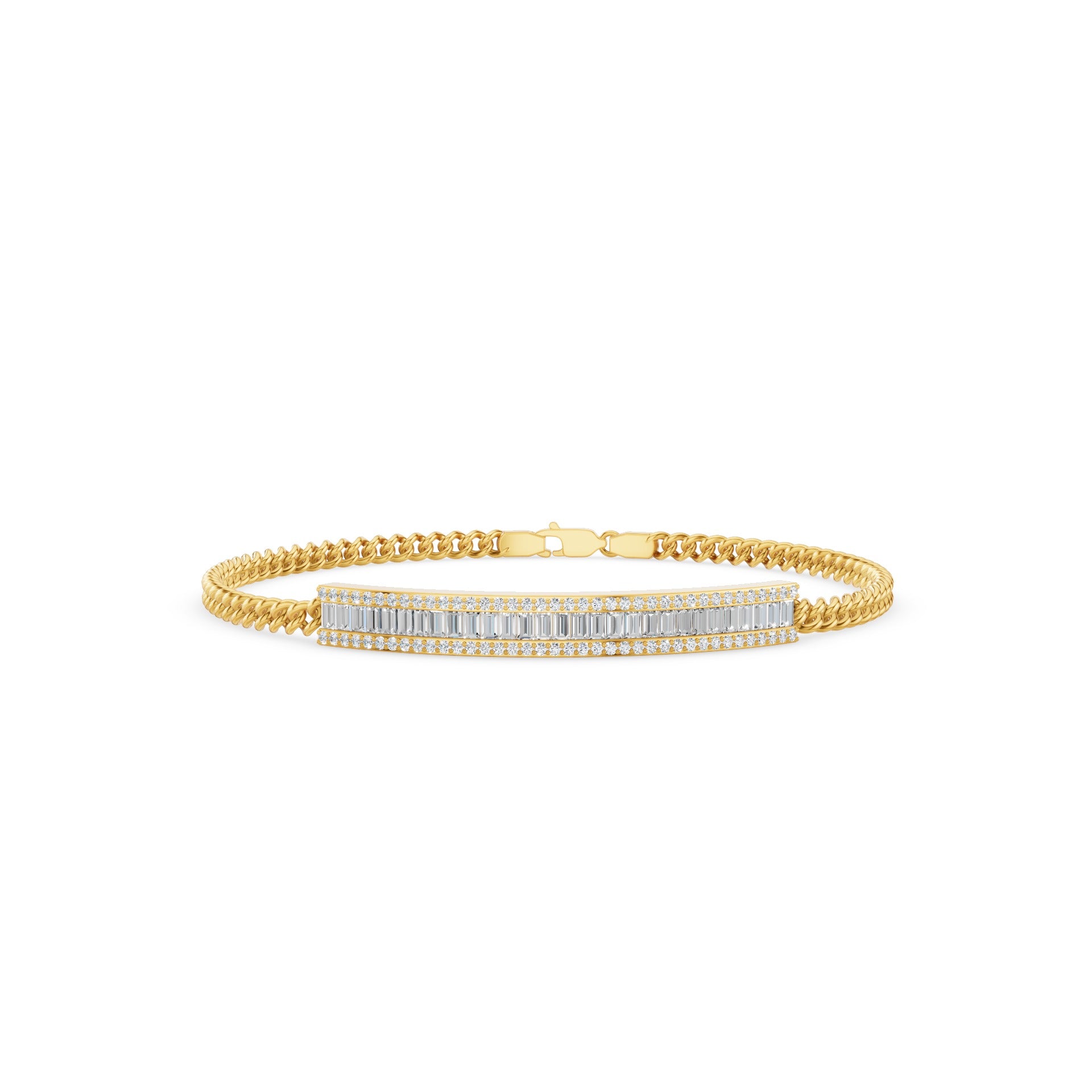 Diamond Bar Curb Link Chain Bracelet