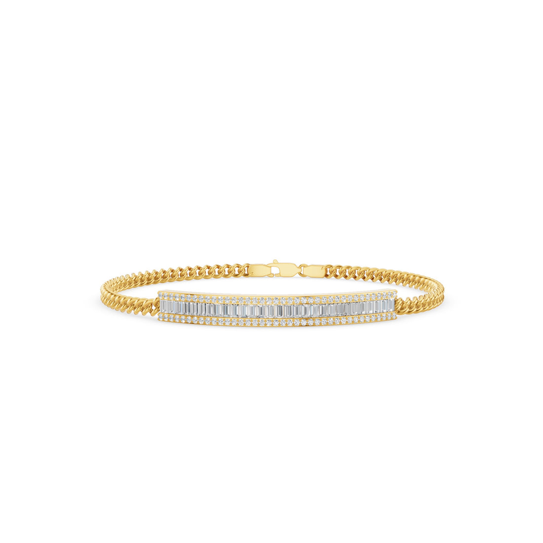 Diamond Bar Curb Link Chain Bracelet