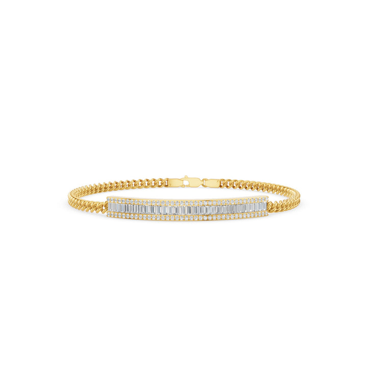 Diamond Bar Curb Link Chain Bracelet