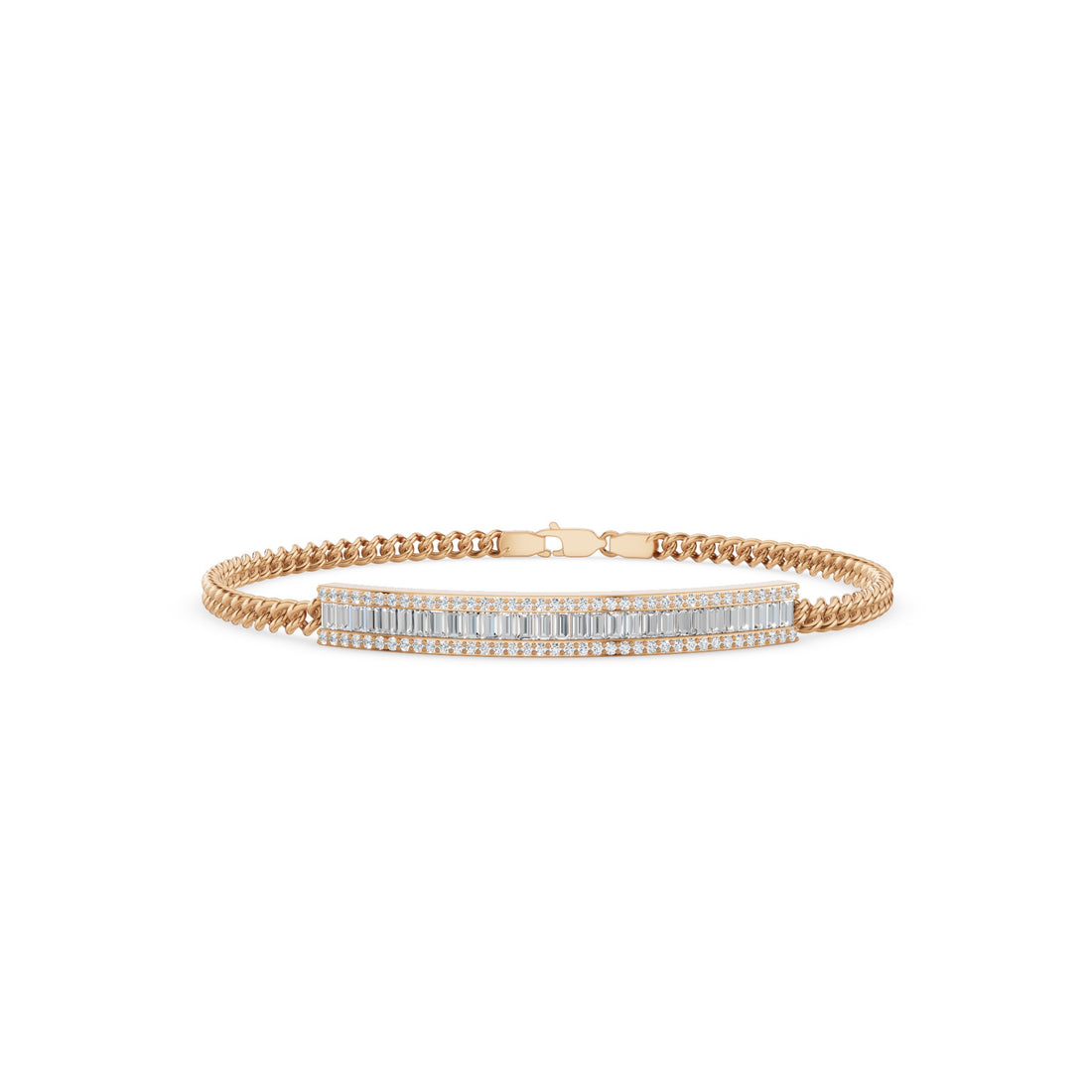 Diamond Bar Curb Link Chain Bracelet