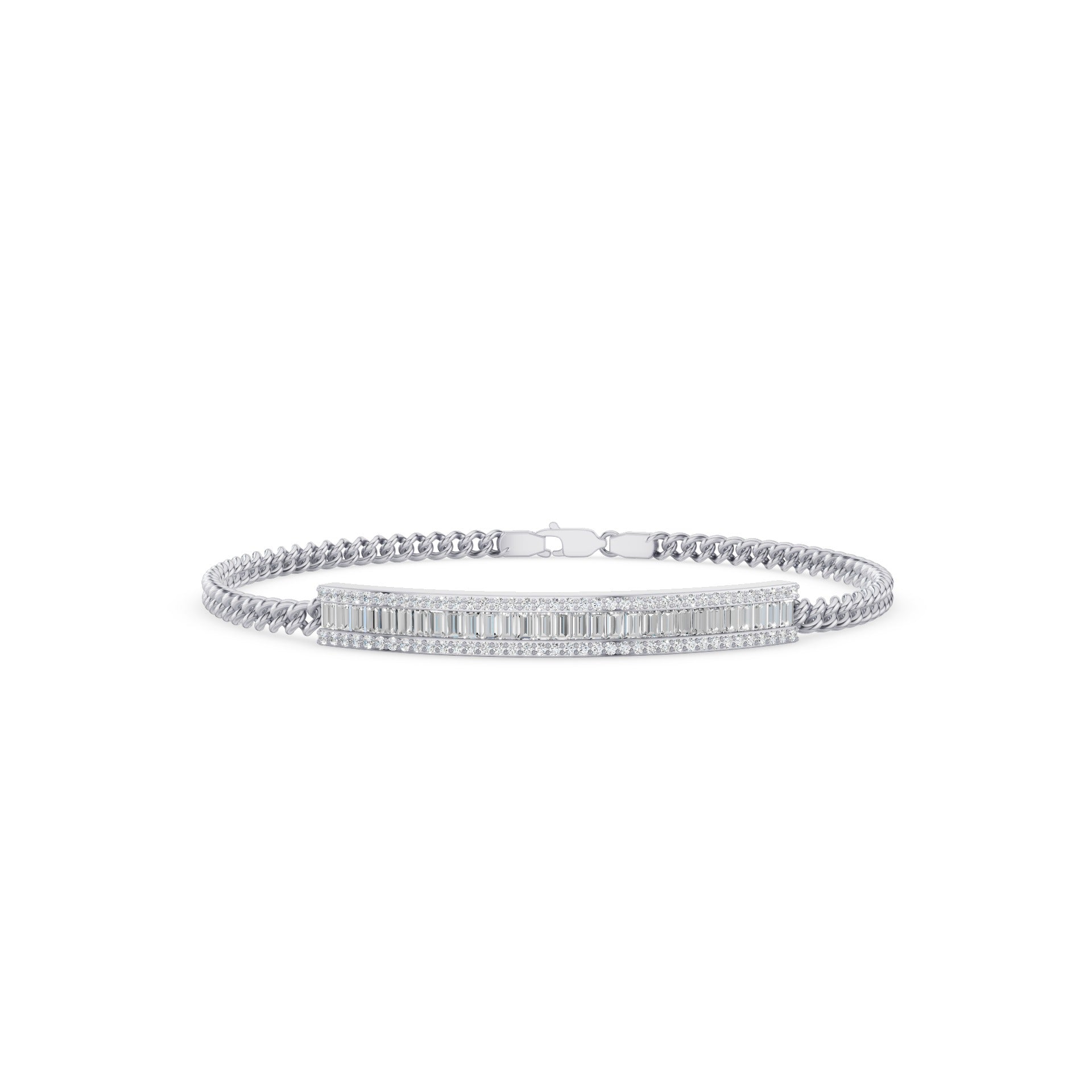 Diamond Bar Curb Link Chain Bracelet