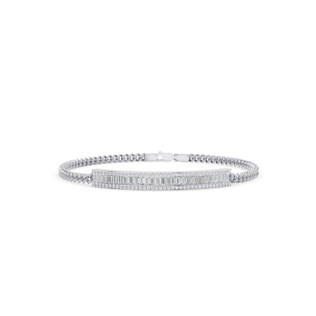 Diamond Bar Curb Link Chain Bracelet
