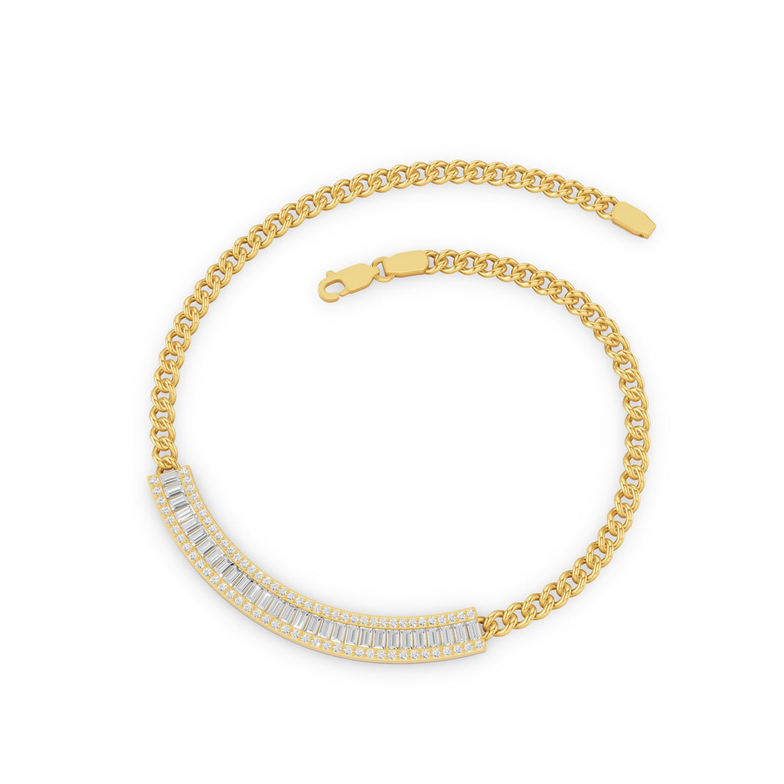 Diamond Bar Curb Link Chain Bracelet