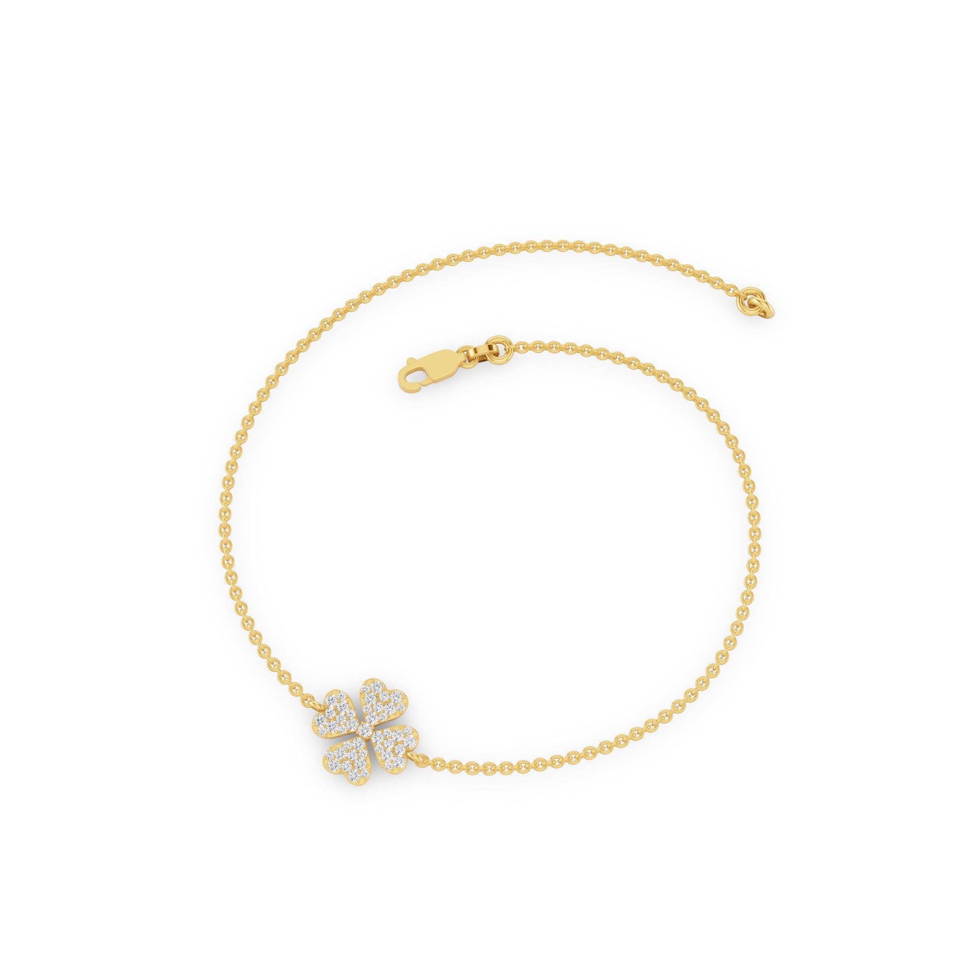 Diamond Clover Charm Bracelet