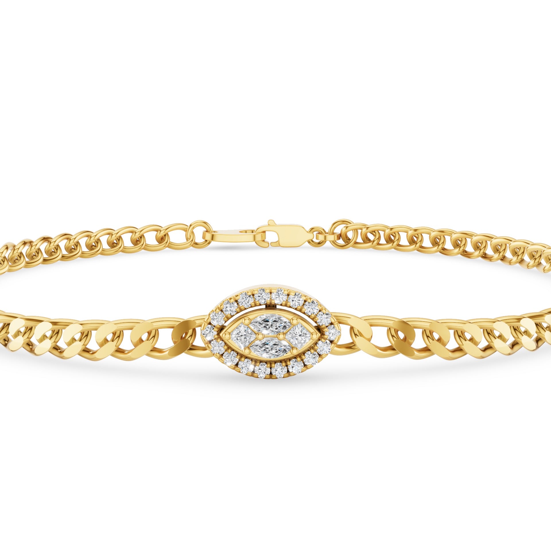 Diamond Illusion Setting Curb Link Bracelet