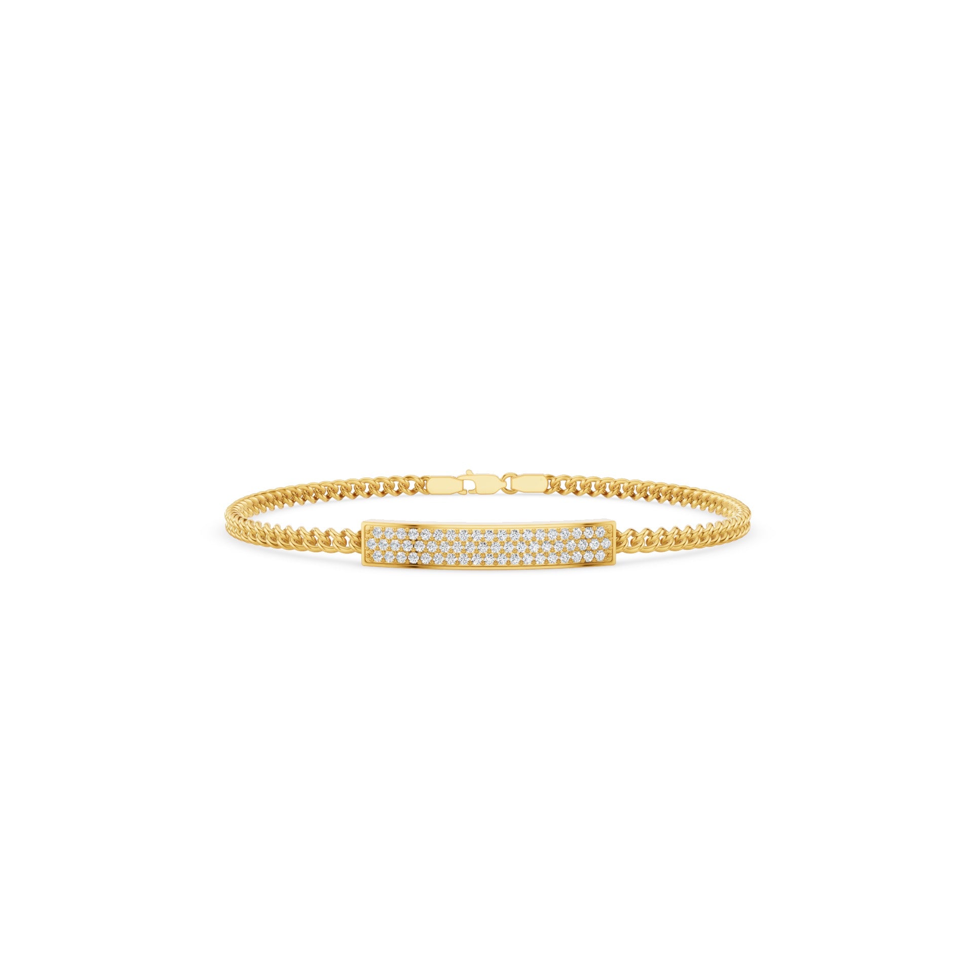 Diamond Pavé Bar Curb Link Bracelet