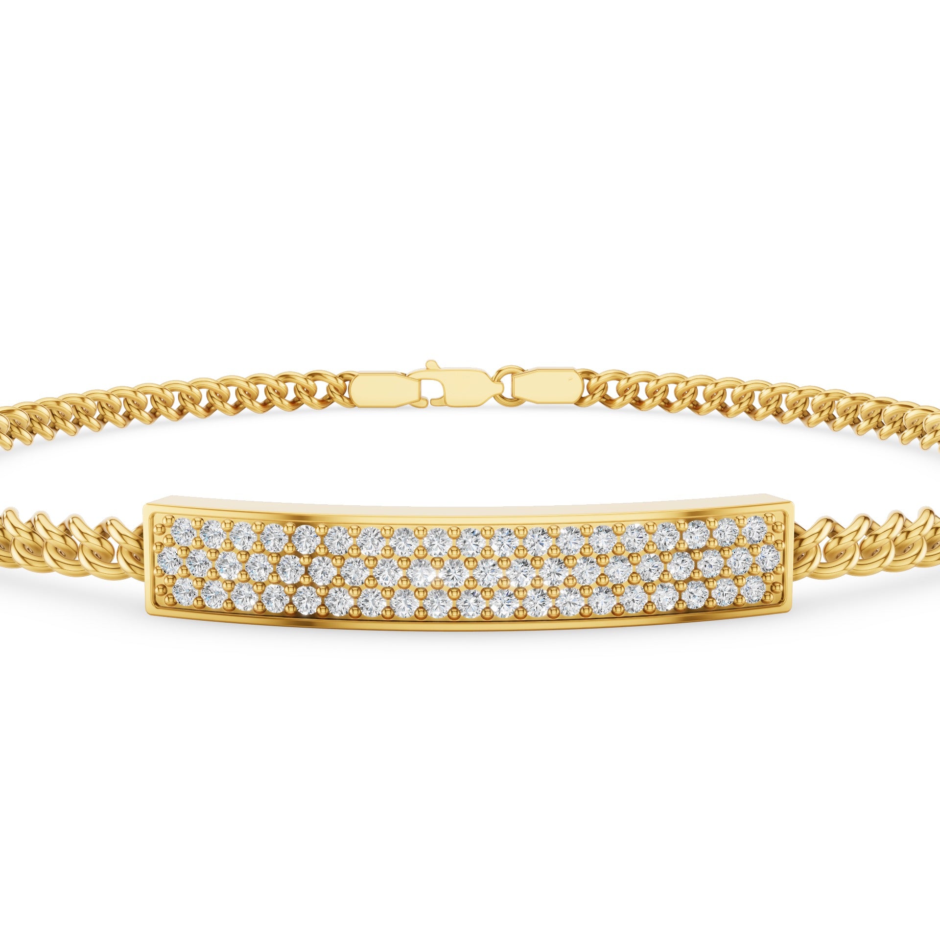 Diamond Pavé Bar Curb Link Bracelet