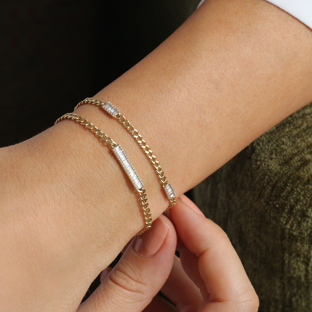 Diamond Bar Curb Link Chain Bracelet