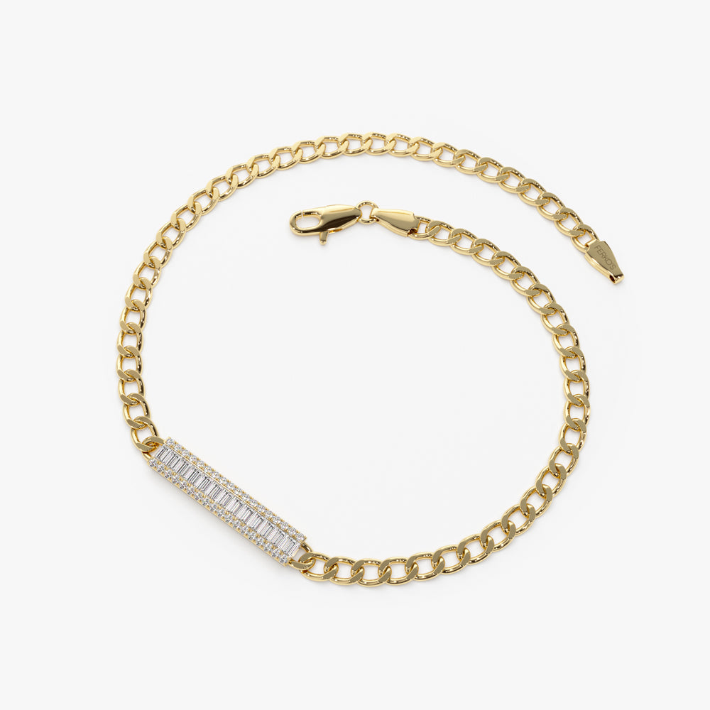 Diamond Bar Curb Link Chain Bracelet