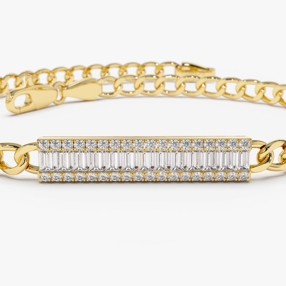 Diamond Bar Curb Link Chain Bracelet