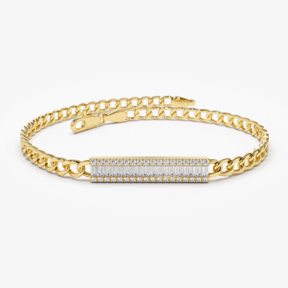 Diamond Bar Curb Link Chain Bracelet